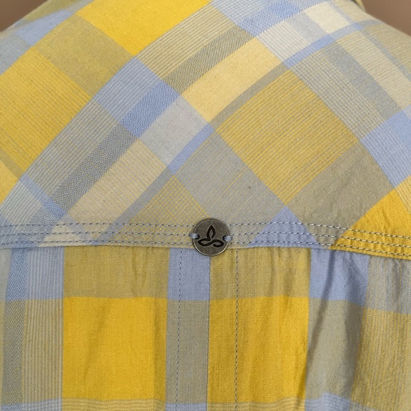 {Prana} Deryn Plaid Shirt Dress in Yellow & Blue Grey - Women's Small - Picture 11 of 14